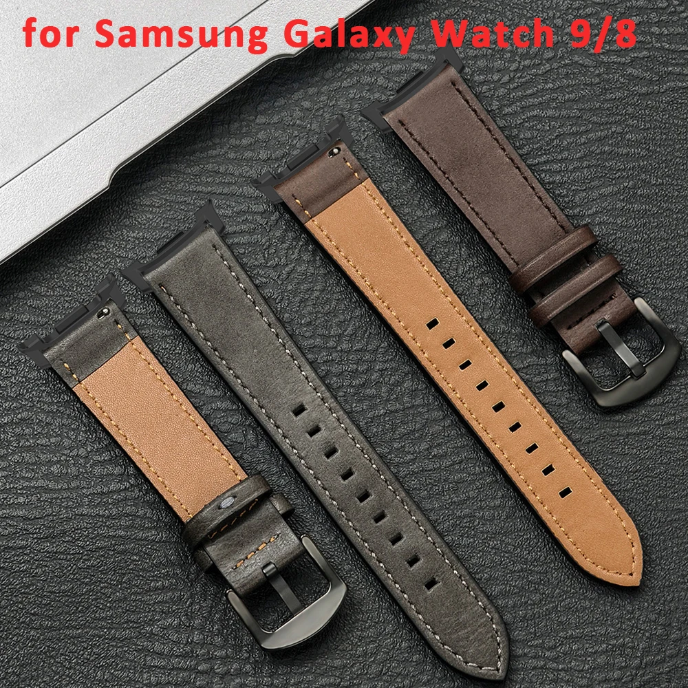 Nahtloses PU-Lederarmband für Samsung Galaxy Watch 9 8 40MM 44MM, Armband für Galaxy Watch 8 Classic 46mm, klassisches Armband