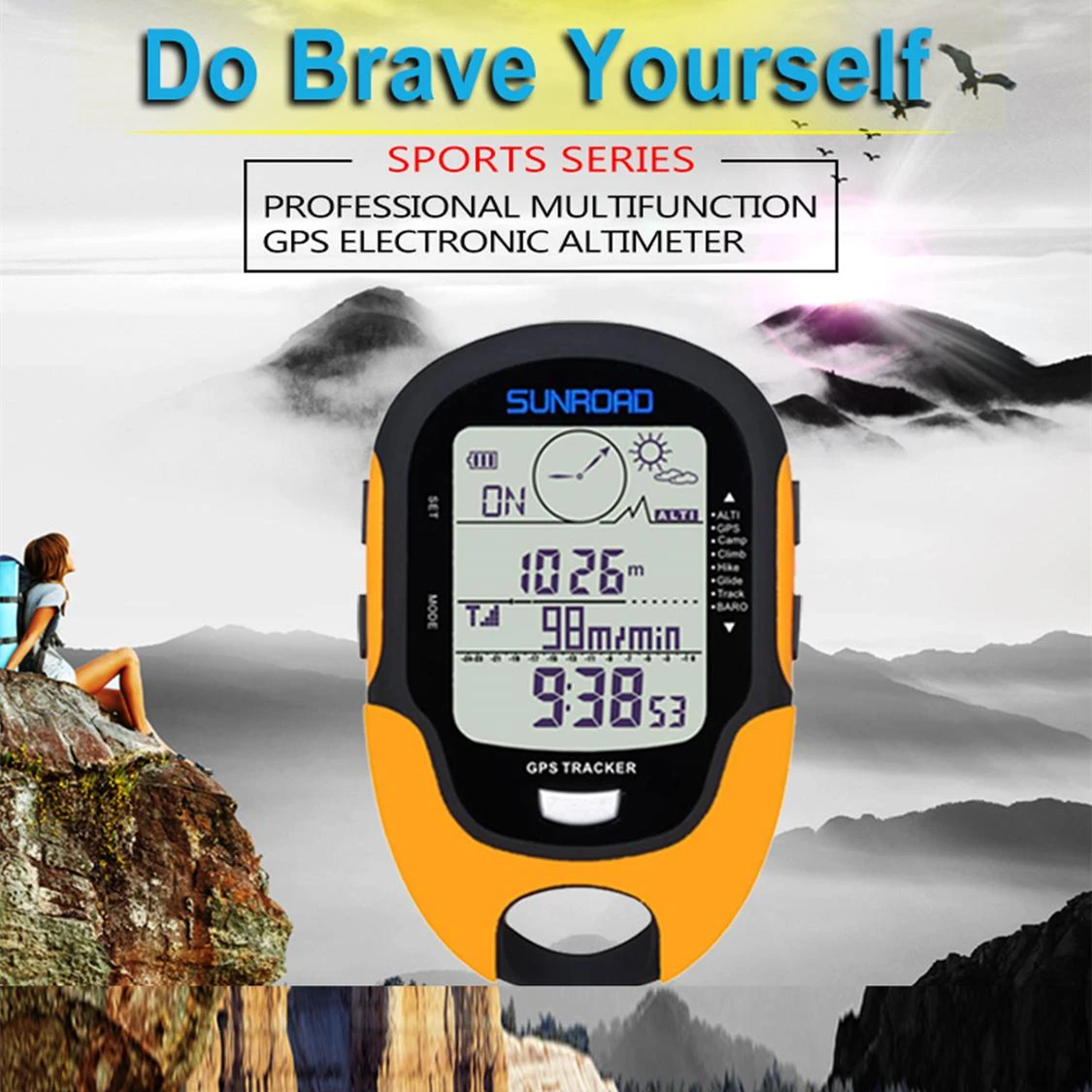 GPS Navigation Tracker Sports Digital Watch Running Count Altimeter Barometer Compass Positioning Travel Mountaineering Suitable