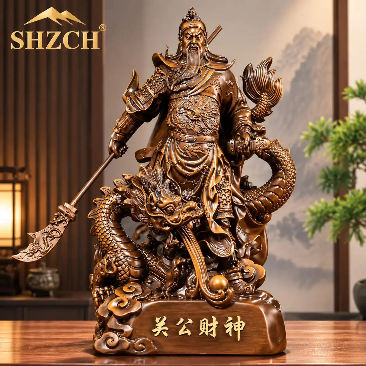 Guan Gong Statue for Home Decoration, Buddhist Resin Crafts, Buddha Statue, Wu Caishen Gift for Store Opening