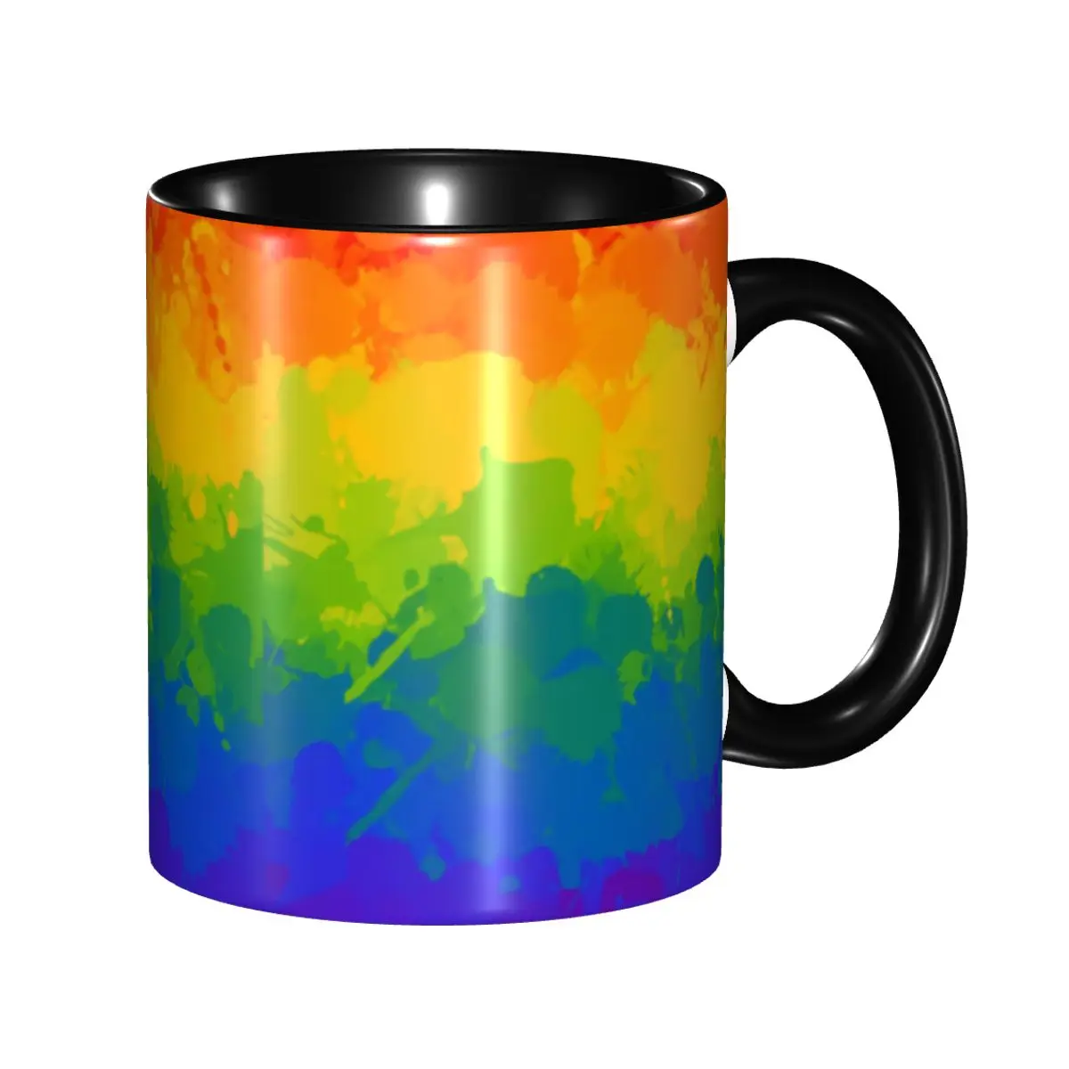 

Rainbow Gay Pride Pain Coffee Mugs DIY Personalized Paint Splattered Ceramic Mug Creative Present