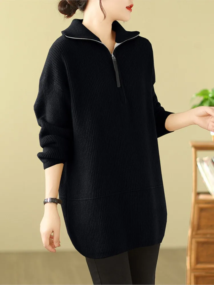 Oversized Knitted Autumn Turtleneck Pullover Sweater Women Long Sleeve Fashion Ladies Sweaters Loose Korean Woman Sweater Tops