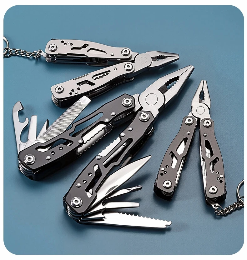 Pocket Mini Multitool Pliers Folding Knife Screwdriver Nail File Precision Hand Tools Outdoor Emergency Survival Gear