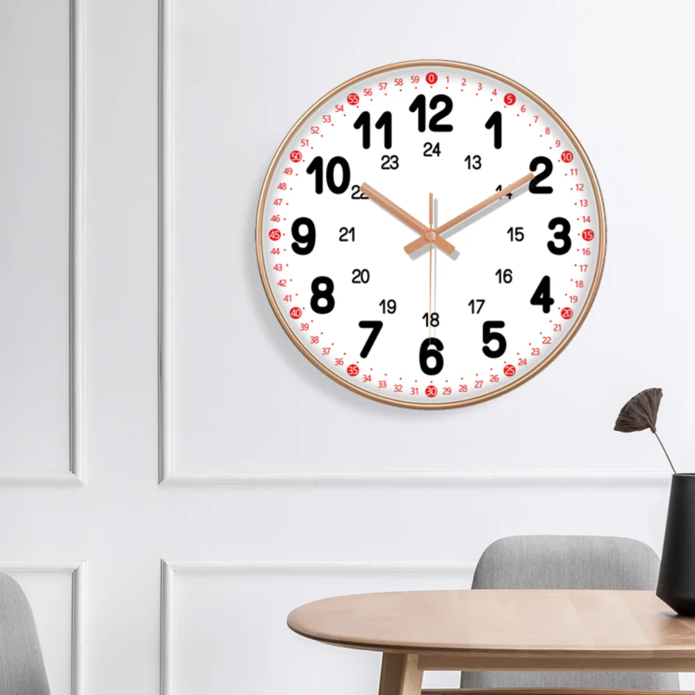 

Simple Silent Wall Clock With Easy To Read Large Characters Early Education Learning Clock Living Room Bedroom Wall Mounted