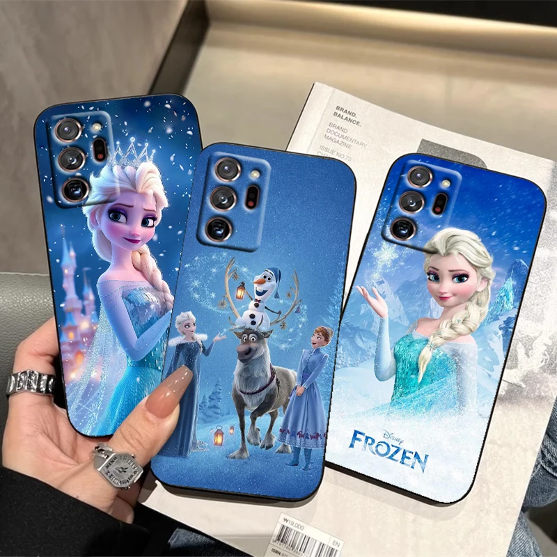 Frozen The Snow Queen Elsa For Samsung Note 20 10 Ultra Plus A31 A14 A12 A70 A34 A25 A04 A05 A15 A24 5G Black TPU Phone Case