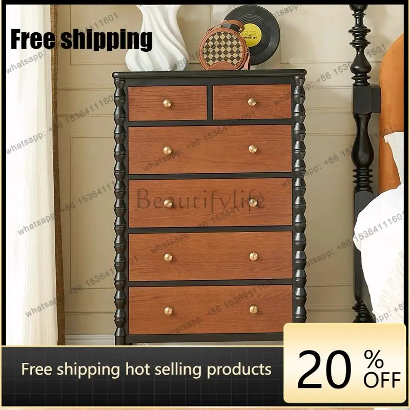 Hot French retro solid wood six-chest cabinet antique living room wall locker
