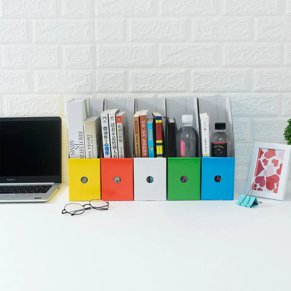 

1 set Colorful File Organizer Document Rack Desktop Storage Stand Holder Modern Folder Tray Magazine Shelf for Office Home Use