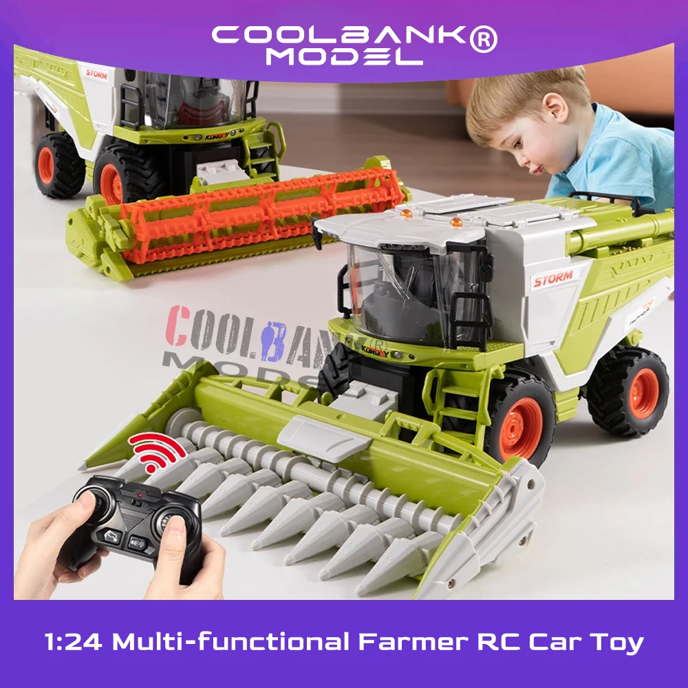 New 1/24 Farm Grain Harvester Model Lighting/Spray Multi-functional Farmer RC Cars Toys Wheat/corn Crop Harvester Children Gifts