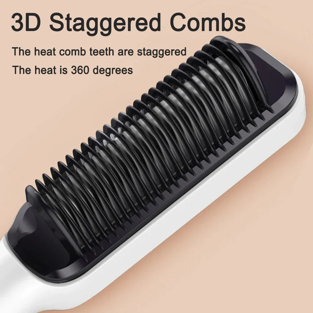 Peine alisador de pelo, herramienta de estilismo antiescaldado de iones negativos, cepillo alisador, peine caliente eléctrico, recto multifuncional