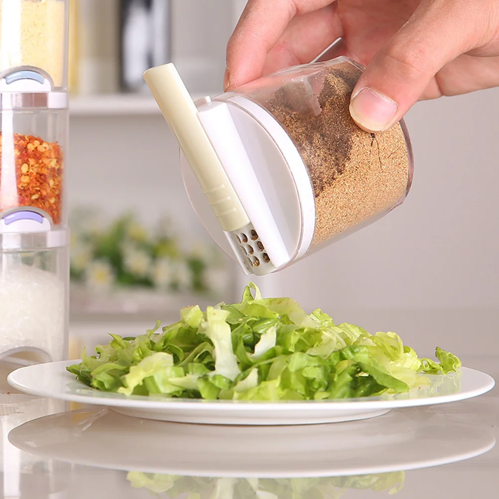 

5pcs Seasoning Bottles Set Plastic Storage Container Kitchen Organizer Transparent Spice Jars For Salt Sugar Pepper Stackable