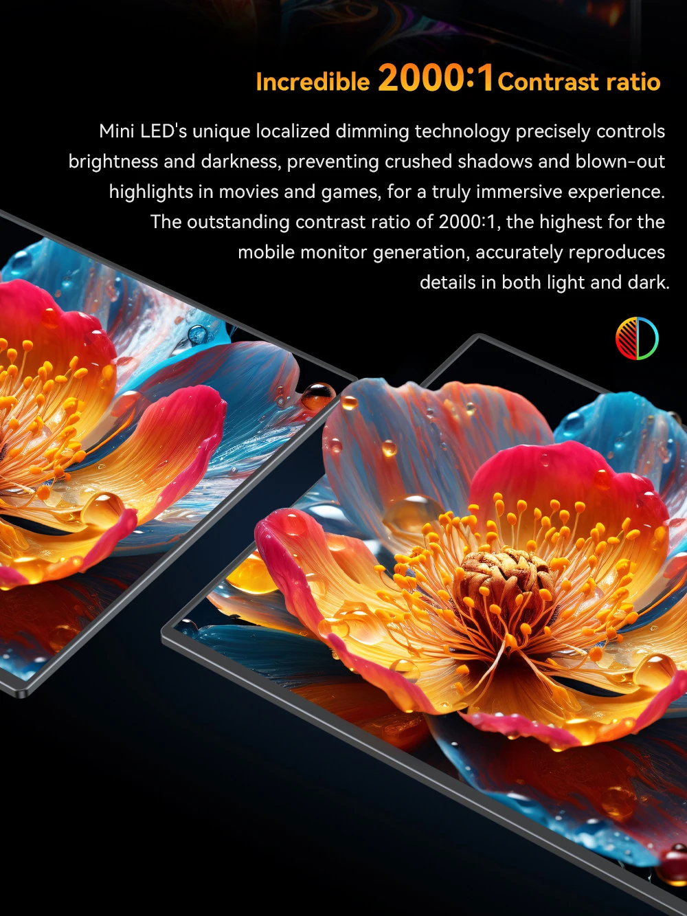 شاشة UPERFECT UColor Mini LED المحمولة مقاس 14 بوصة بدقة 2.5K و1500 شمعة/م2 ووقت استجابة 1 مللي ثانية ومزامنة مجانية للألعاب مع حامل وشاشة خارجية ثانية VESA Eye Care لأجهزة الكمبيوتر المحمولة ووحدة التحكم في الألعاب #3