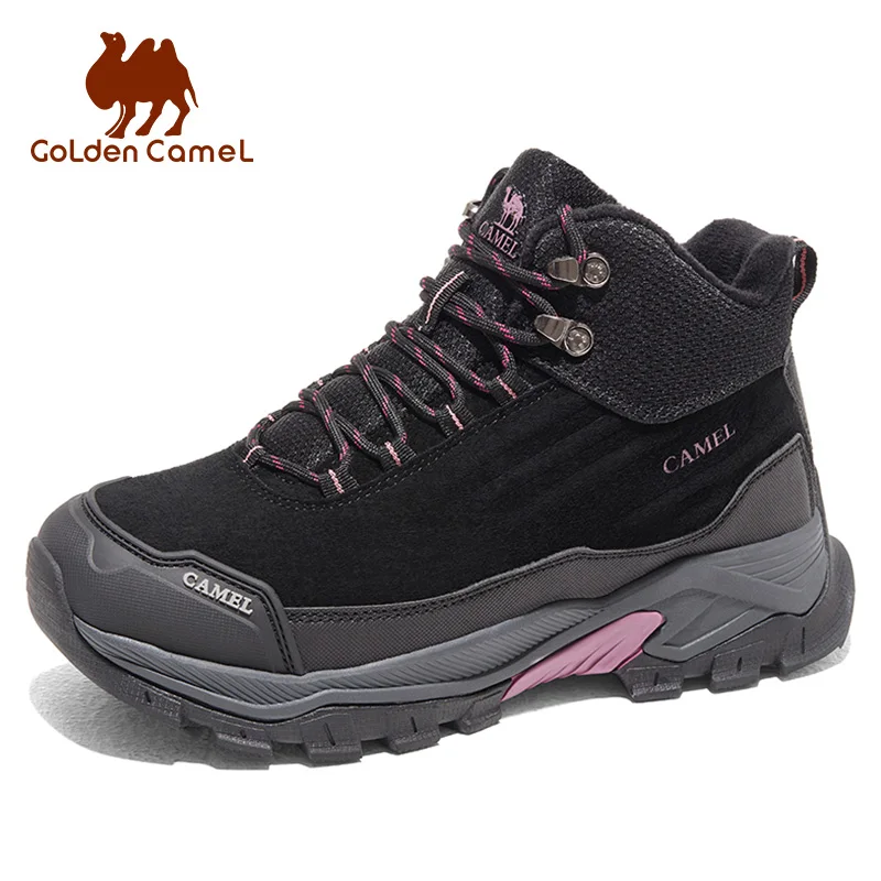 GOLDEN CAMEL Hiking Shoes Women Plus Velvet Warm Winter Hiking Boots Wear-Resistant Anti-Slip Casual Trekking Shoes for Men 2023