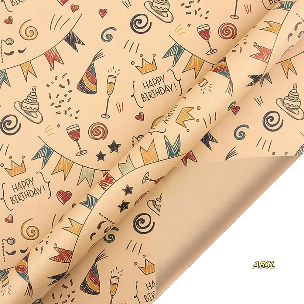 6 Pcs Wrapping Paper Sheets,Birthday Wrapping Paper Set Festival Gift Wrap Papers,Ribbon Present Gift Wrapping Paper