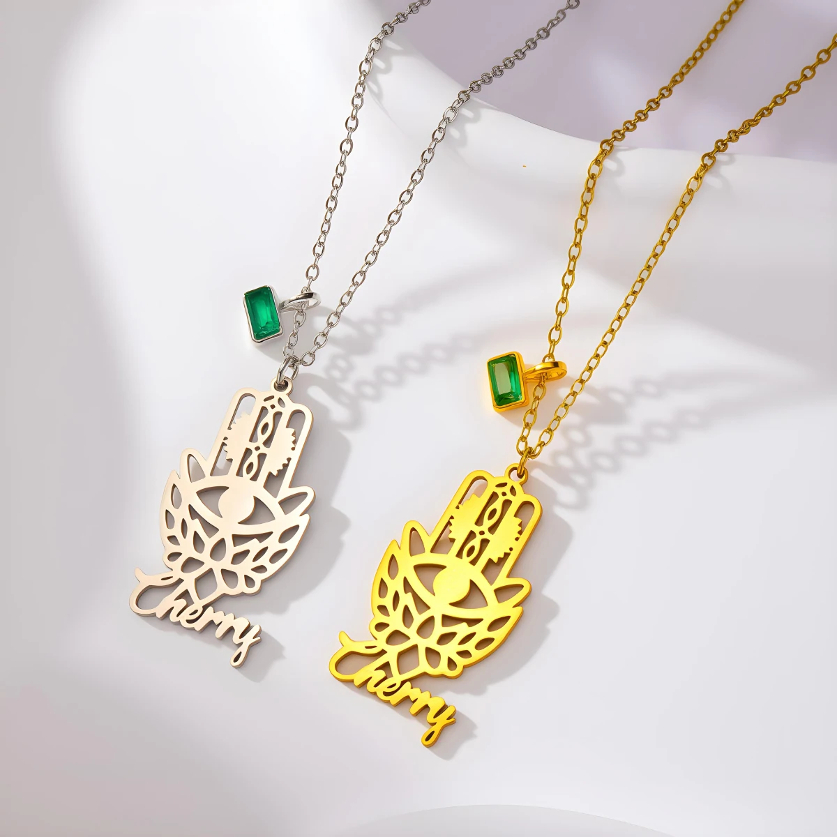 

Ожерелье-чокер Todorova с подвеской в виде руки Хамса и глаза-оберега из нержавеющей стали с именной гравировкой, цепочка для женщин, подарок