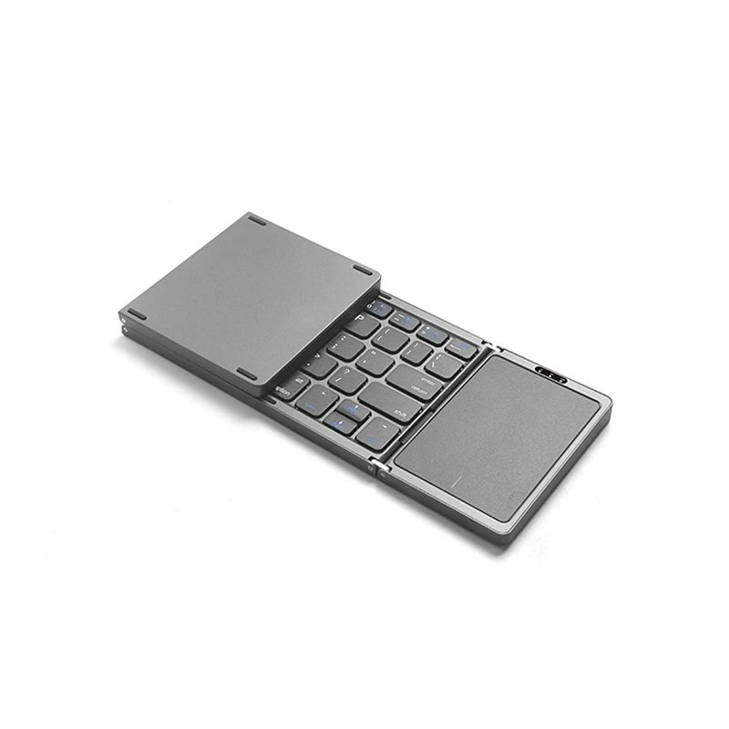 Miniteclado Portátil con Bluetooth, teclado inalámbrico plegable con panel táctil para IOS, Android, Windows, ipad, teléfono y tableta