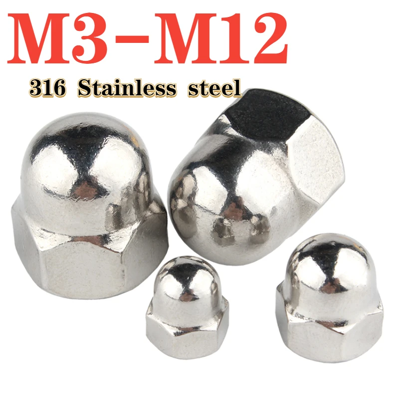 316 Stainless Steel Acorn Nut Hexagonal Cap Nut M3 M4 M5 M6 M8 M10 M12 Decorative Cap Dome Hemispherical Nut