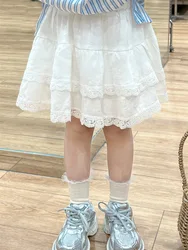 Baby Girls Skirts 2025 Spring New White Pod Skirt Korean Style Fashion Latter Embroidery Kids Girls Wear Culottes