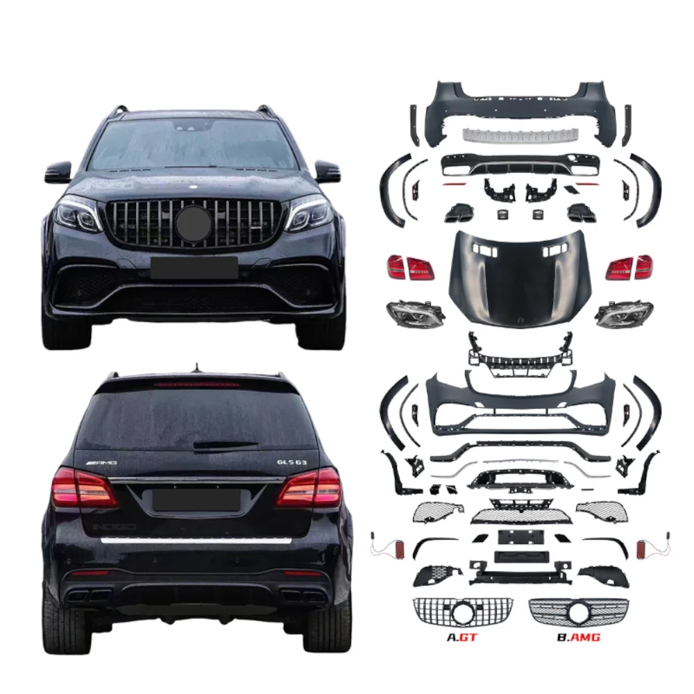 

Заводской оптовый автомобильный бампер для Benz GL X166 2012-2015, обновленный до комплекта кузова GLS63, задний бампер, боковые юбки, передний бампер