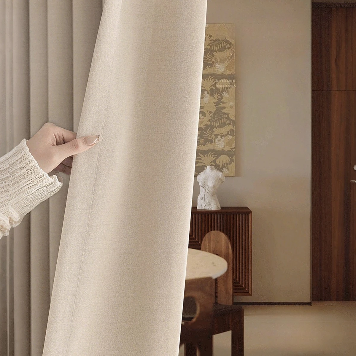 Modern Minimalist Cream Curtains for Living Room Bedroom Bespoke Blackout Curtain Cotton-linen Luxury Window Drapes Customized