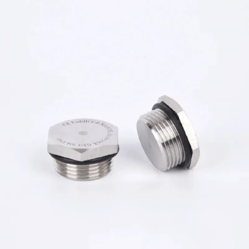 304 Stainless Steel Outer Hexagonal Solid Explosion-Proof Plug M12/14/16/18/20/22/25/27/32 x 1.5 Male Threaded Ring Sealing Plug
