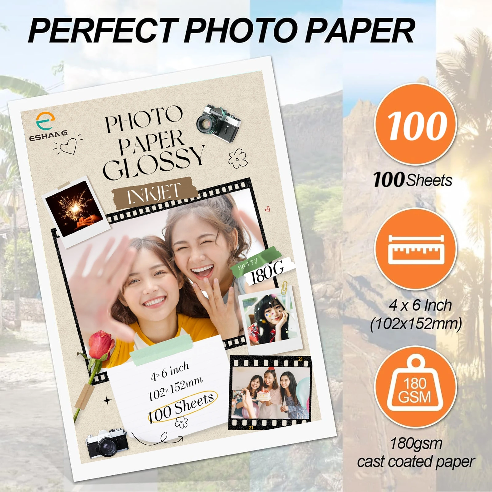 100 Glossy Photo Paper, 10.2 X 15.2 cm, Printer Paper, Photo Printer Paper, Perfect Photo Paper for Back to School Season