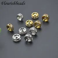 High Quality Gold Rhodium Color Rhinestone Metal Rondelle Spacer Loose Beads 200pc per lot