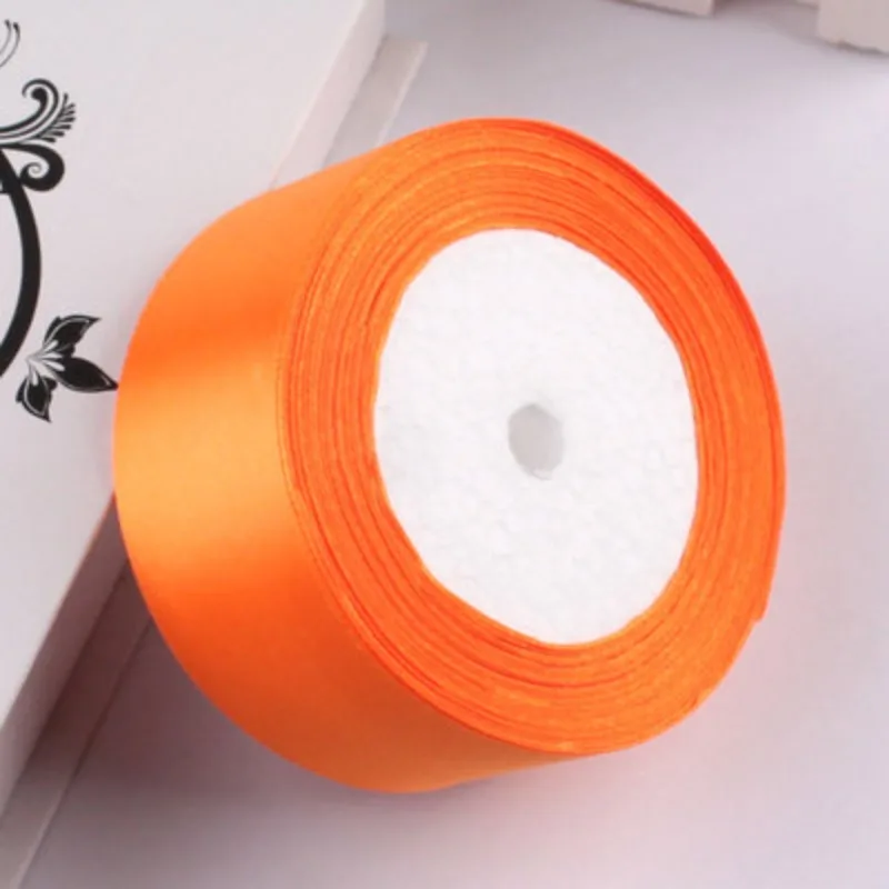 25Yards 6/10/15/20/25/40/50mm Orange Satin Ribbons Handmade Crafts Bow DIY Gift Wrapping Christmas Wedding Decorative Ribbons