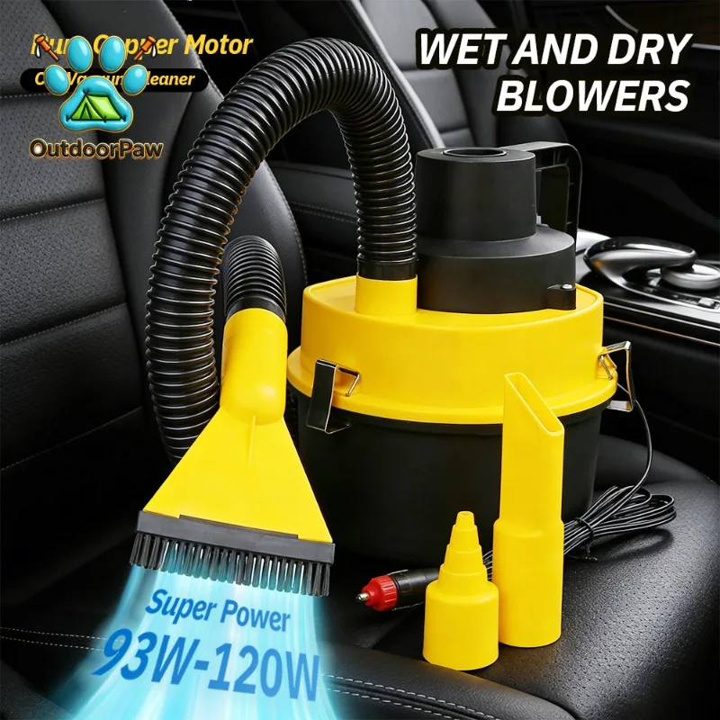 Portable 12V Car Vacuum Cleaner Wet & Dry Canister Vacuum High Power Motor Cleaning Machine for Car Interior Dirt & Liquid