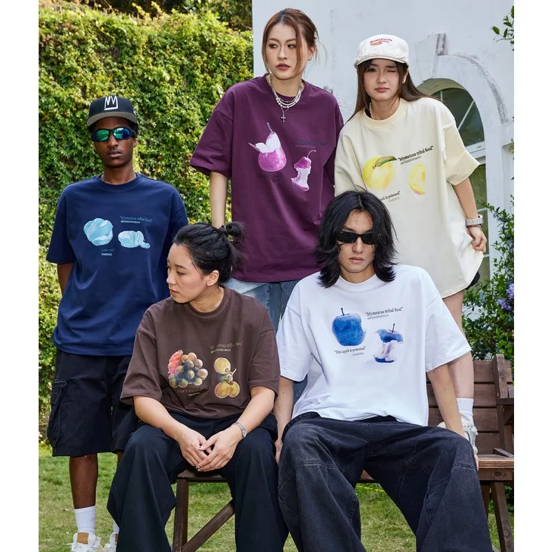 

Художественная физика, фрукты, 3D-печать, свободная и универсальная повседневная американская футболка в парном стиле с короткими рукавами, быстросохнущий модный топ