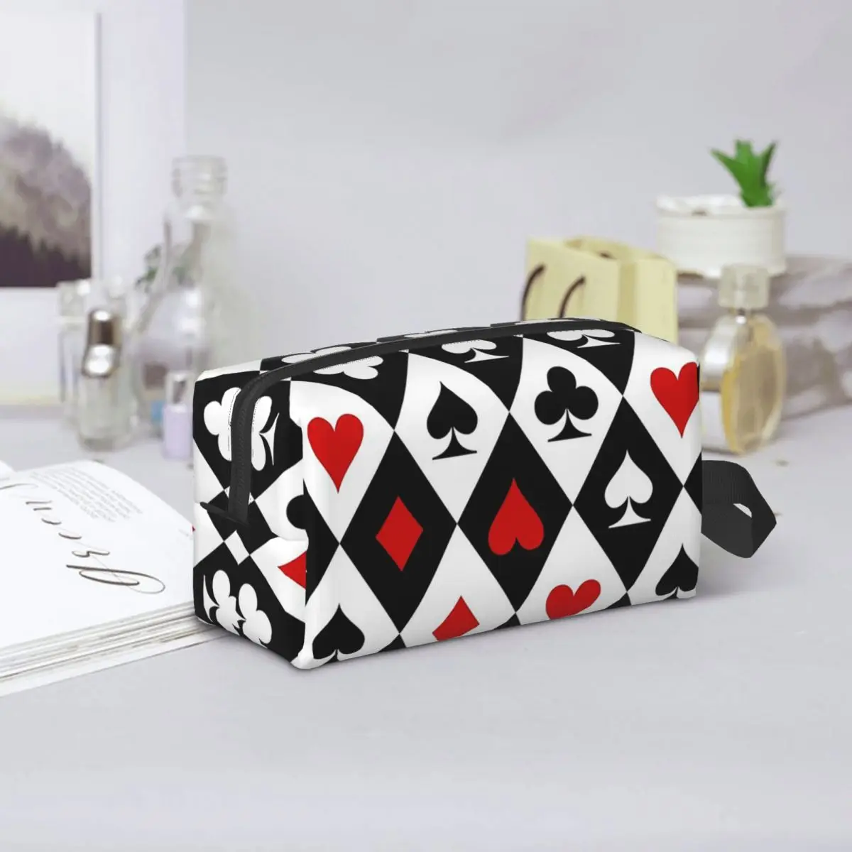 Playing Cards Suit Symbols Makeup Bag Cosmetic Organizer Storage Dopp Kit Toiletry Cosmetic Bag for Women Beauty Travel