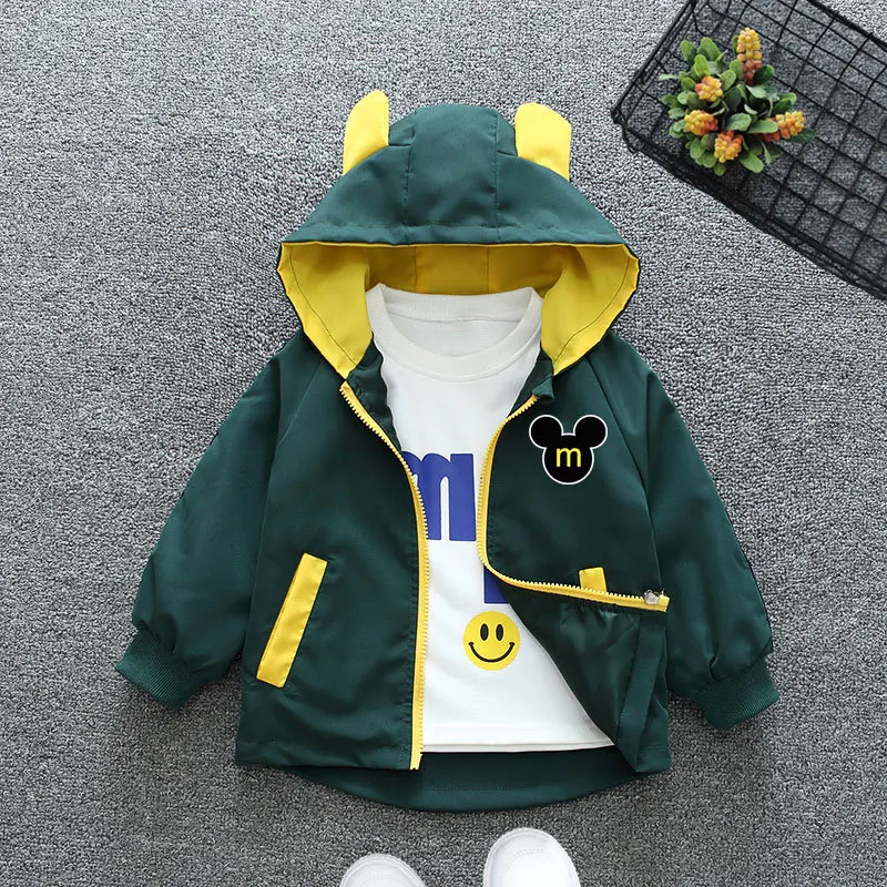 Spring Autumn Baby Boys Girls Hooded Jacket Fashion Solid Letter Print Outerwear for 1-6 Years Kids Children Windbreaker Coat