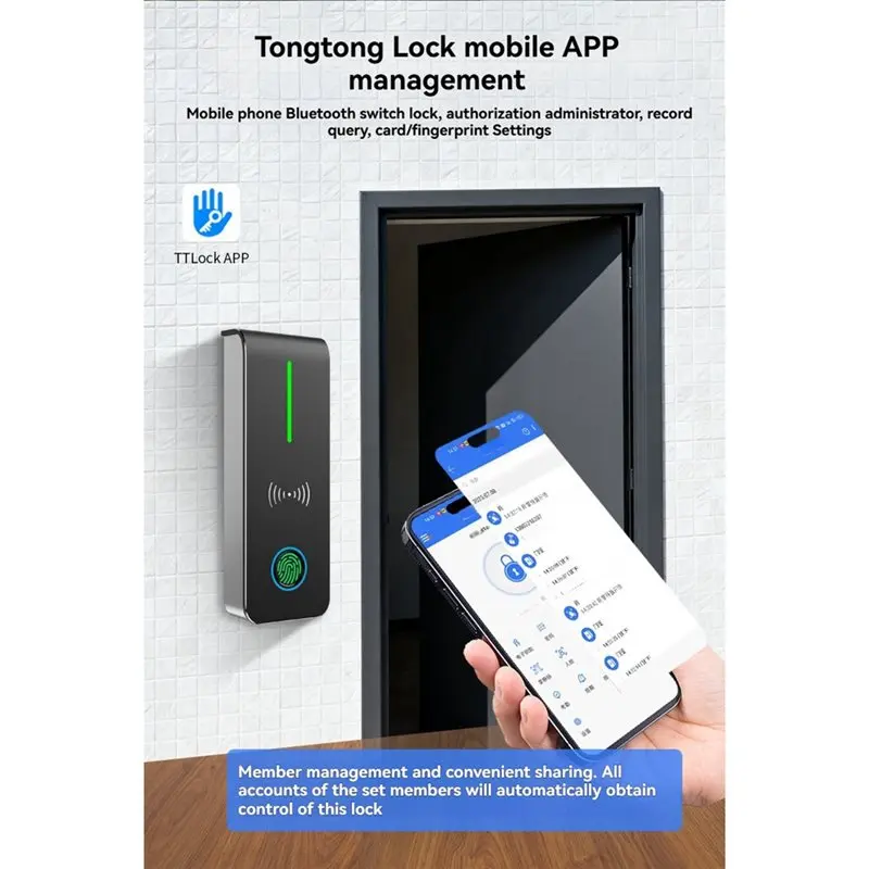A36T- IP67 Waterproof Access Control AN90F Ttlock APP Bluetooth Fingerprint Card Swipe Door Open Normally Open Mode A