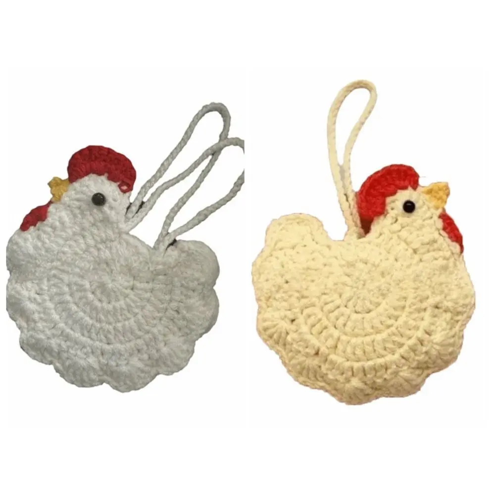 Cute Cartoon Chicken Coin Purse Crochet Woven Gifts Bag Handmade Headphone Bag Knit Crochet Handbag Party view 6