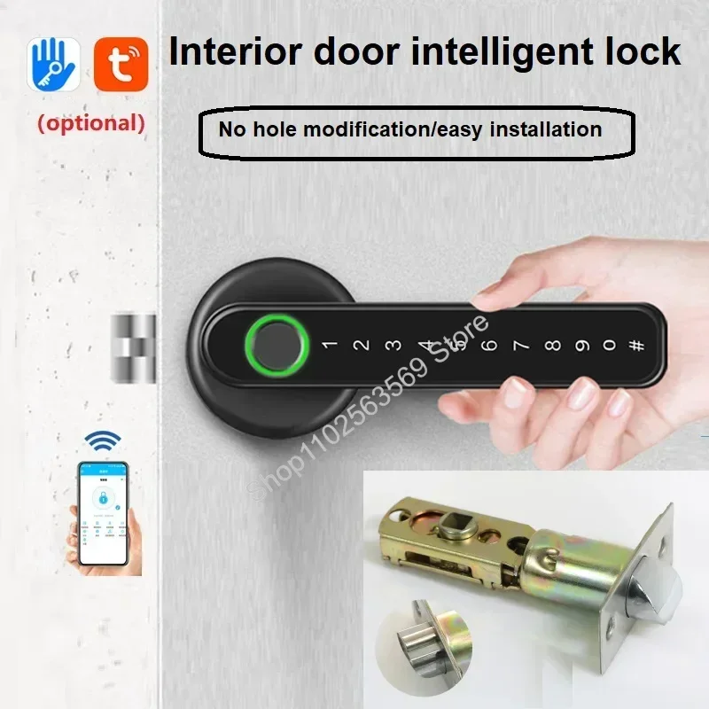 Cerradura de puerta inteligente Tuya/TTLOCK, cerradura biométrica con huella dactilar, contraseña, aplicación remota, desbloqueo electrónico,