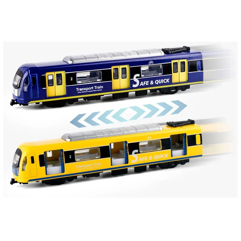 Rail Car Large Simulation Alloy Train Model City Metal Diecast Subway Sound And Light Pull Back Car Kids Toy Boy Gift B071