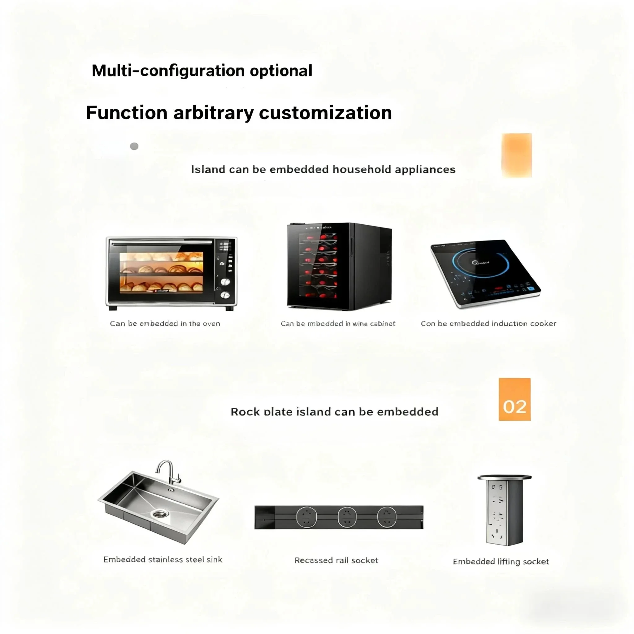 

HOT Stone Breakfast Bar Kitchen Island With Dining Table & Cabinet Stain Resistant & High Hardness Custom Modern Design