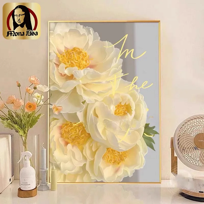 

Набор для вышивания крестиком Royal Mona 2025: Новая модель, ручная работа, цветочный узор, простой современный дизайн, для небольшой гостиной, хлопковая ткань, белый цвет