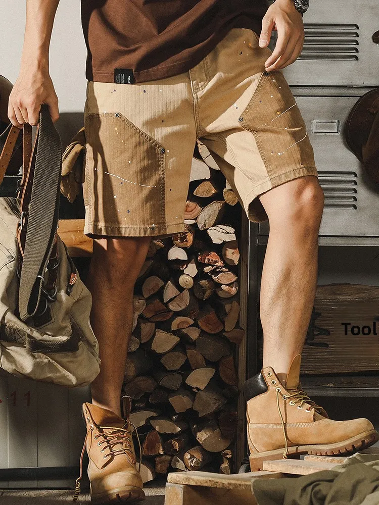 

Jieren американская рабочая одежда orts мужские летние модные цветные свободные повседневные брюки большого размера с воротником-стойкой пять четвертей