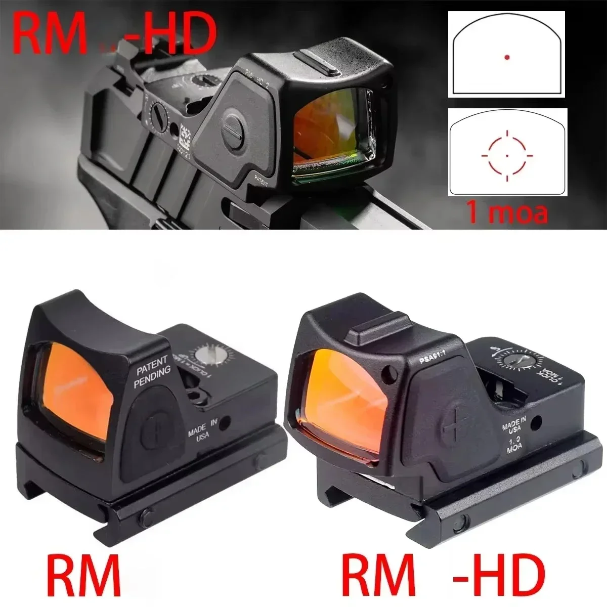 

Tactical RM Red Dot Sight Scope 1.3 rich Raise Bracket Airsoft RM HD Red Green Sight Riflescope Glock19 Glock17 9mm 9x19mm
