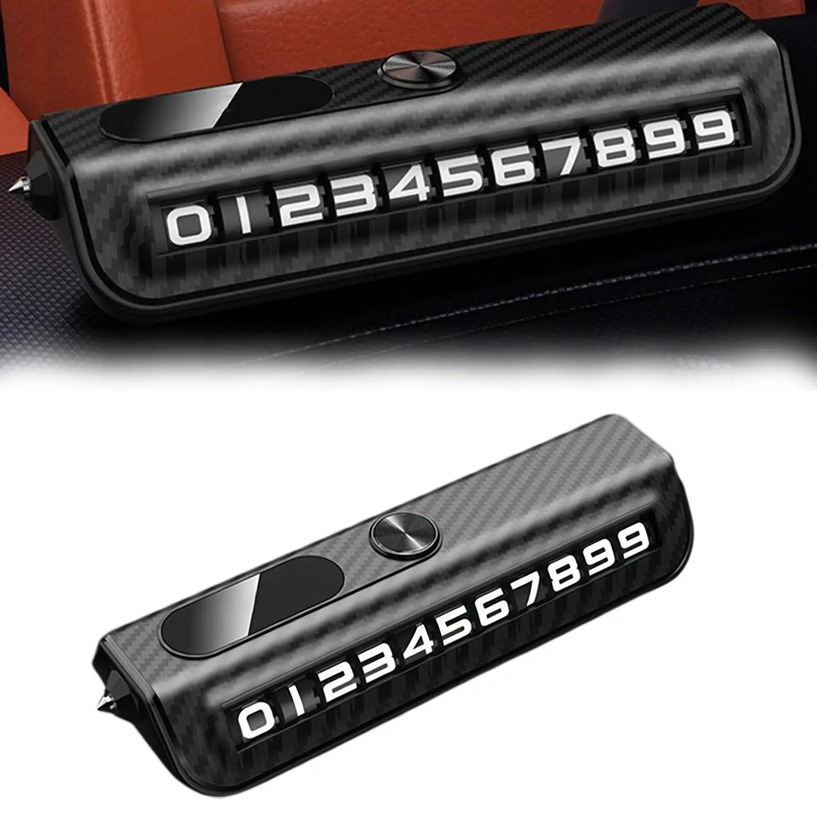 Car Temporary Parking Card Plate, Car Parking Phone Number Plate with Safety Hammer, Auto Dashboard Hidden Phone Number Plate