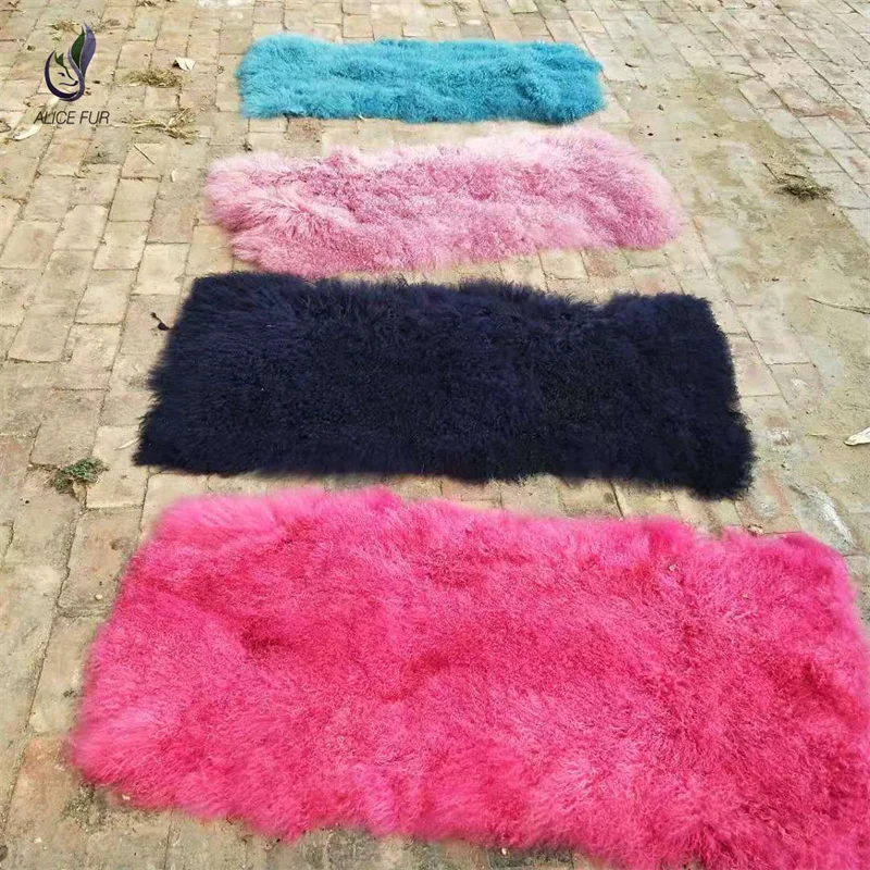 Mohair Mongolian Soft Curly Furs Plates Patchwork Long Hair Tibet Lamb Fur Skins Doll Hair Reroot Wigs