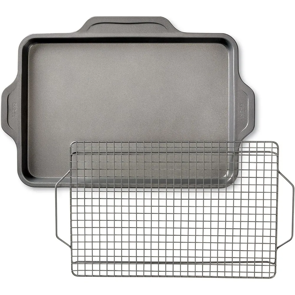 

All-Clad Pro-Release Nonstick Bakeware Set 2 Piece Oven Safe 450F Half Sheet, Cookie Sheet, Muffin Pan, Cooling & Baking Rack, R