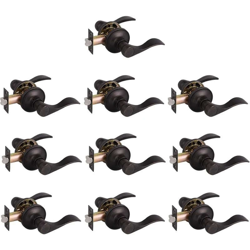 

Набор из 10-х волновых замков с проходными рычагами без ключа, внутренние дверные ручки для прихожей, бронзовый плавник, натертый маслом