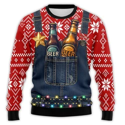 Harajuku Bier Grafik Sweatshirts Santa Claus Bar Party 3D Gedruckt Hässliche Weihnachten Pullover Unisex Pullover Streetwear Junge Tops