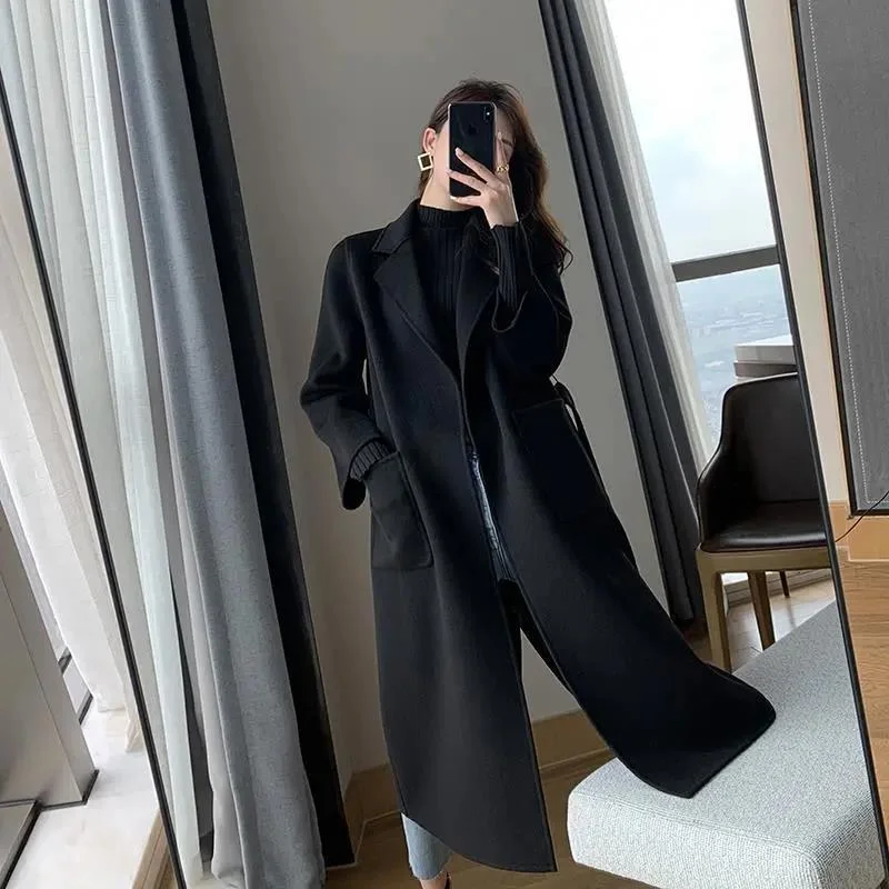 

Сплошной цвет с лацканами, универсальная французская свободная версия, твидовое пальто для похудения, повседневная куртка-топ