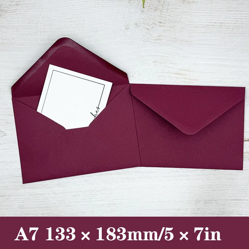 50pcs A7 Burgundy Red Envelope 13x18cm 120g for Wedding Invitations Business activity Message Card Bag Birthday Greeting Card