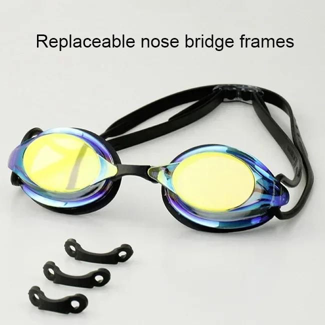 Race  Swimming Goggles Colorful Anti-fog Waterproof Optical Glasses Competive Swim Mask with replaceable nose bridge frames