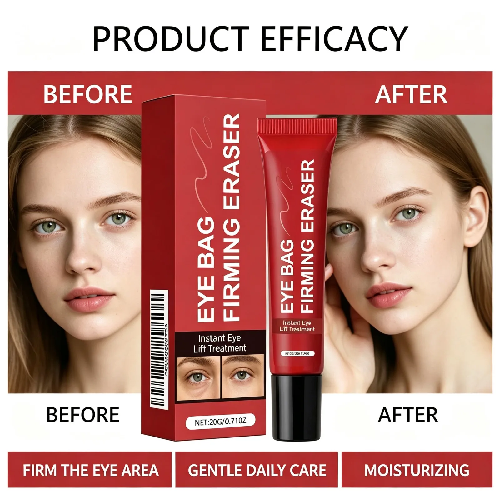Eye Bag Firming Eraser Cream 20g Retinol Collagen Smooth Fine Lines Makeup Friendly Gentle Nourishing for Eye Area Daily Care