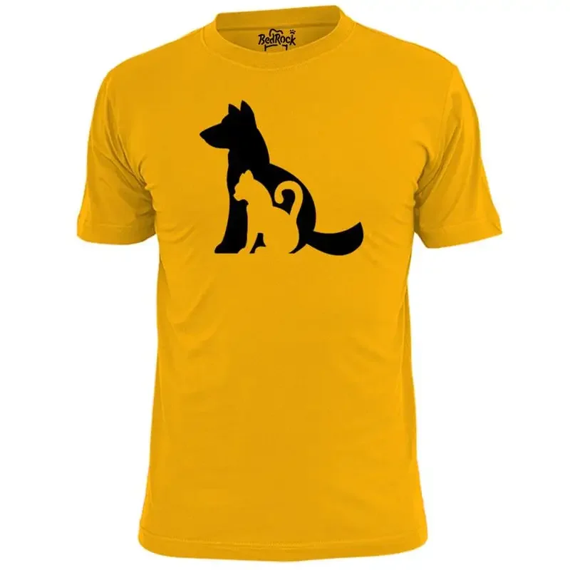 Mens Dog And Cat Merged Silhouette T Shirt Pets Pooch Moggy Hound
