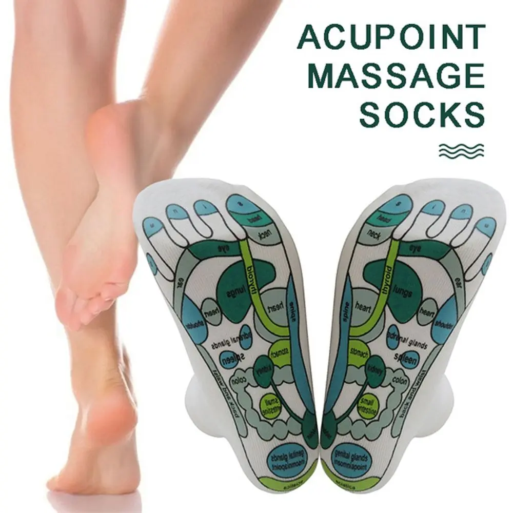 Cotton Polyester Full English Illustration Foot Point Socks Physiotherapy Massage Feet Reflexology Socks Acupressure Socks