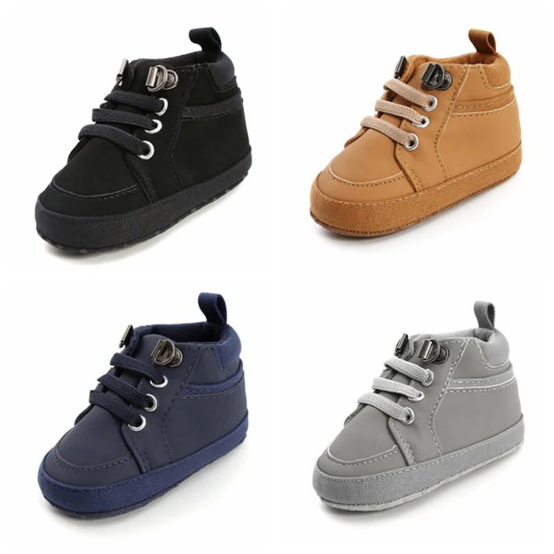 Baby Boys Girls Leather Sneakers Soft Rubbr Sole Infant Newborn Anti-Slip Toddler Shoes